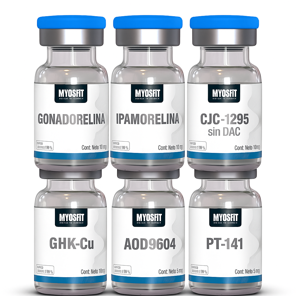 Kit Modern Man de péptidos (Gonadorelin, Ipamorelin, CJC-1295, GHK-Cu, AOD-9604, PT-141) Myosfit México